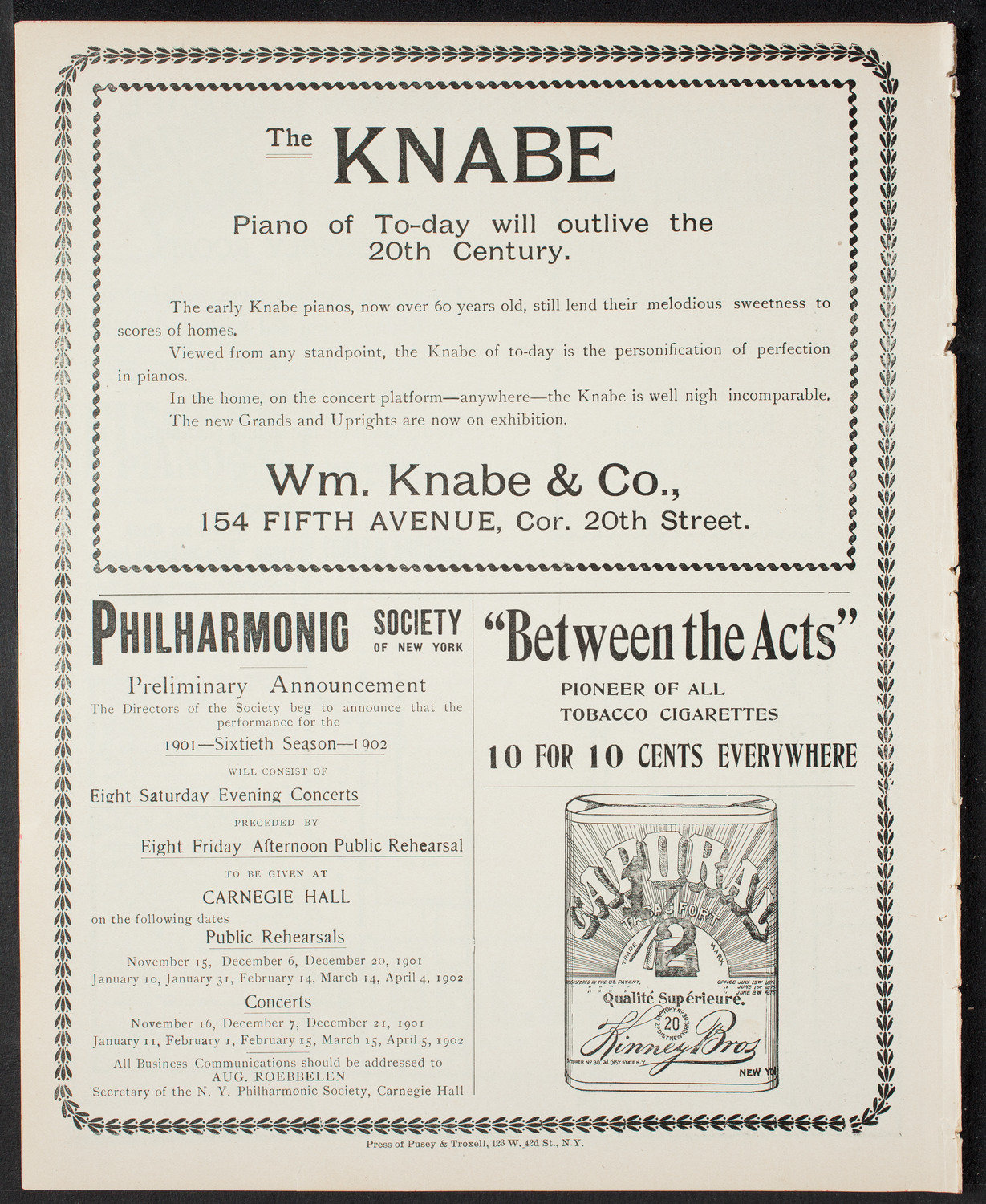 Benefit: St. Andrew's One Cent Coffee Stands, April 27, 1901, program page 8