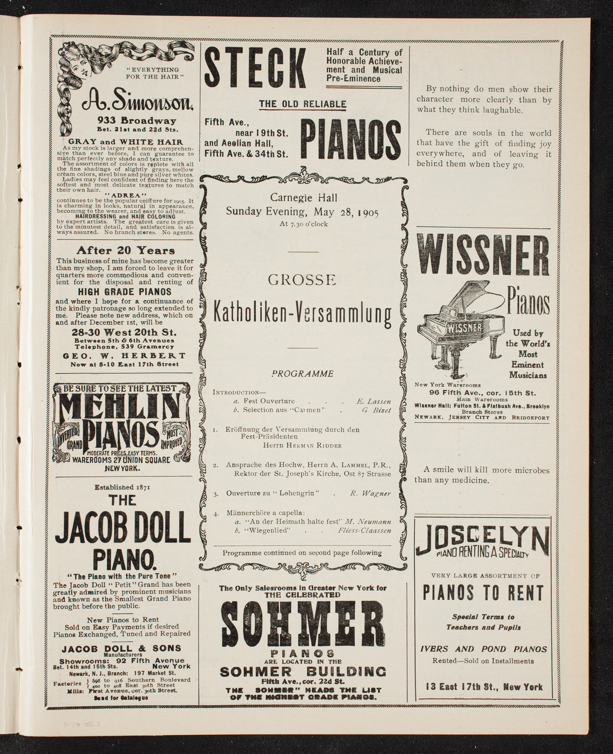 Meeting: German Catholic State Federation, May 28, 1905, program page 5