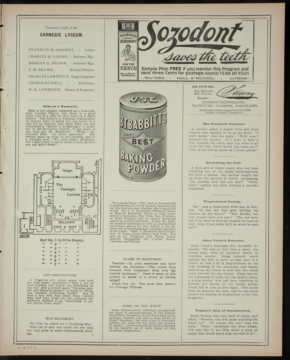 Soirée Musicale given by Mr. Walter John Hall, February 17, 1899, program page 3