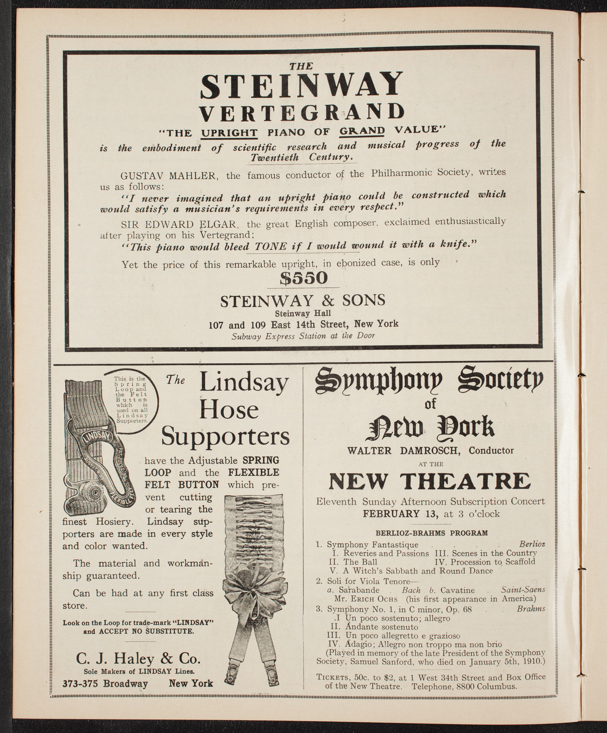 Benefit: Caledonian Hospital Society, February 11, 1910, program page 4