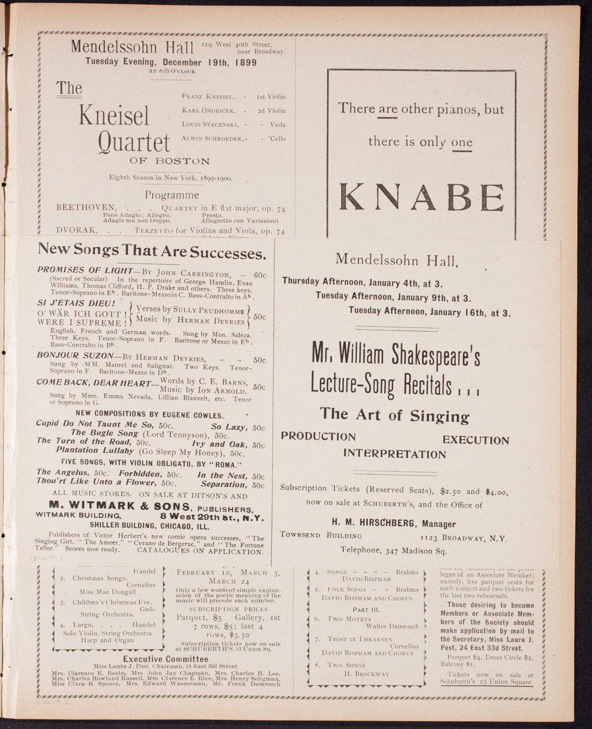 Ignacy Jan Paderewski, Piano, December 16, 1899, program page 9