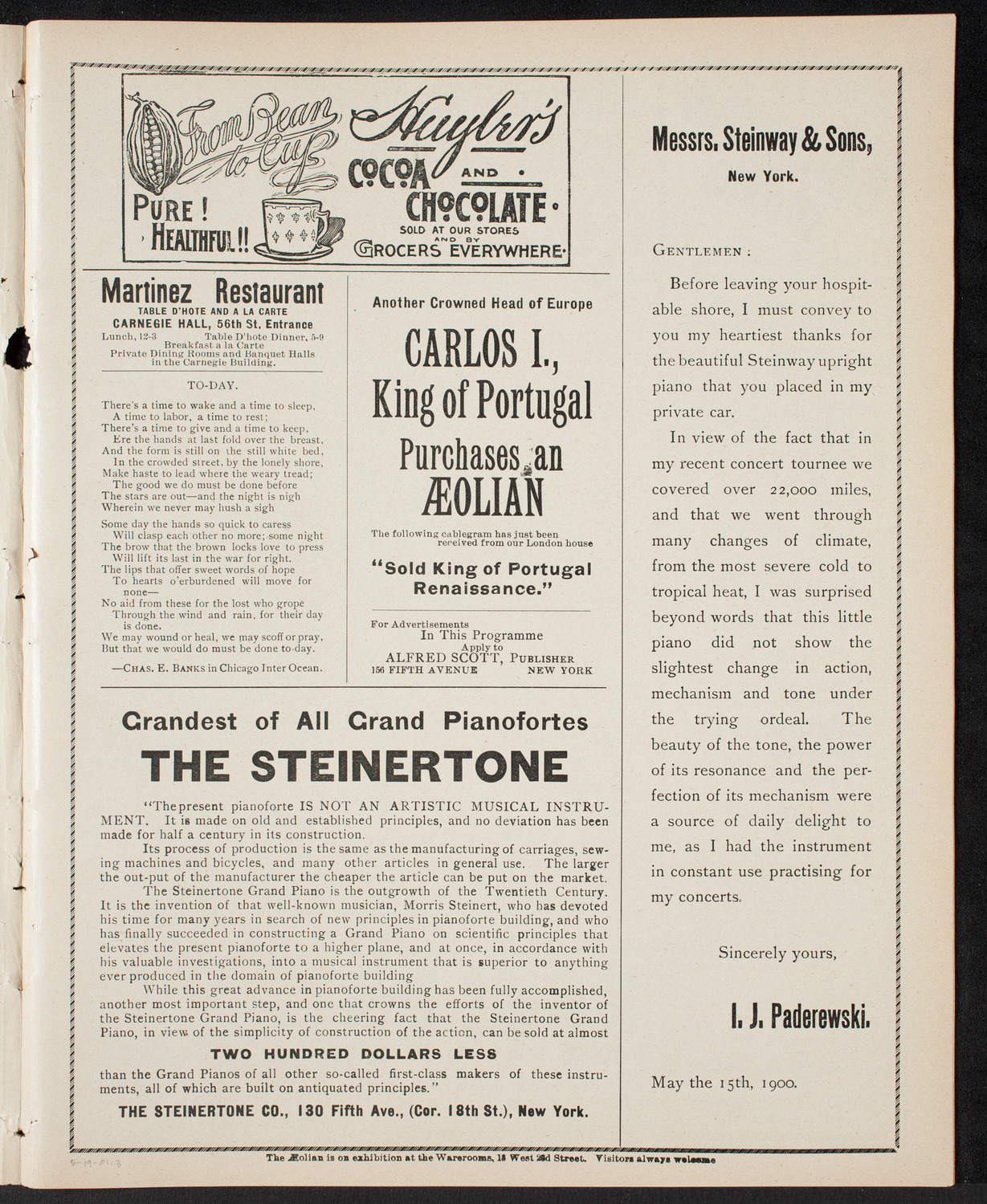 Meeting: YMCA/ New York Festival Chorus, May 19, 1901, program page 5