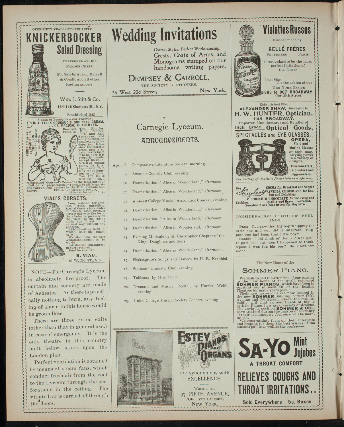 Amateur Comedy Club, April 7, 1899, program page 2