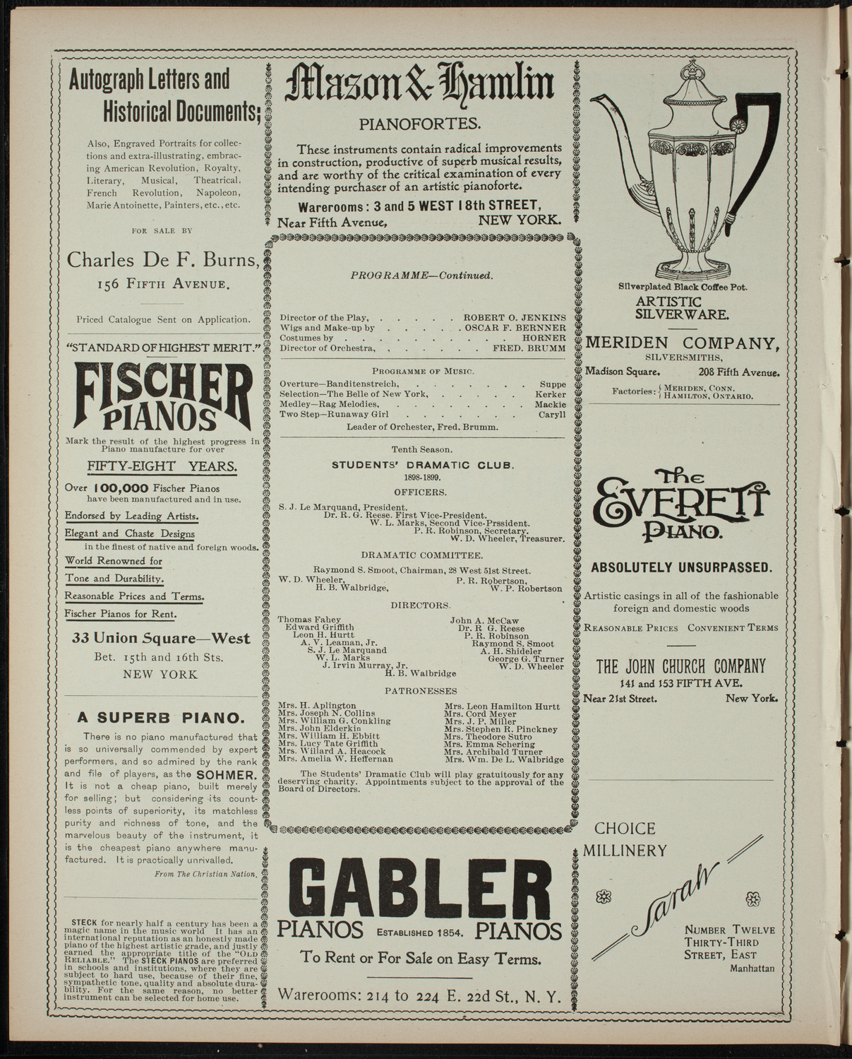 Students' Dramatic Club, April 18, 1899, program page 6