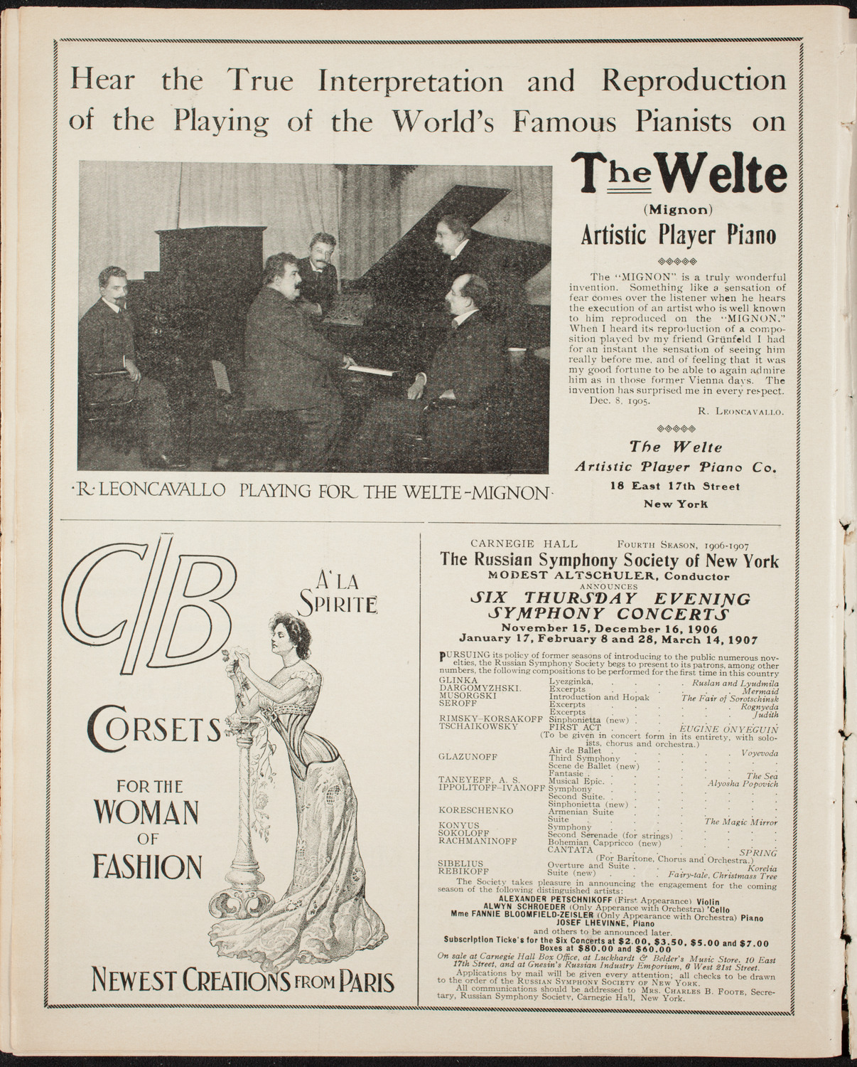 Ruggero Leoncavallo and La Scala Orchestra, October 8, 1906, program page 8