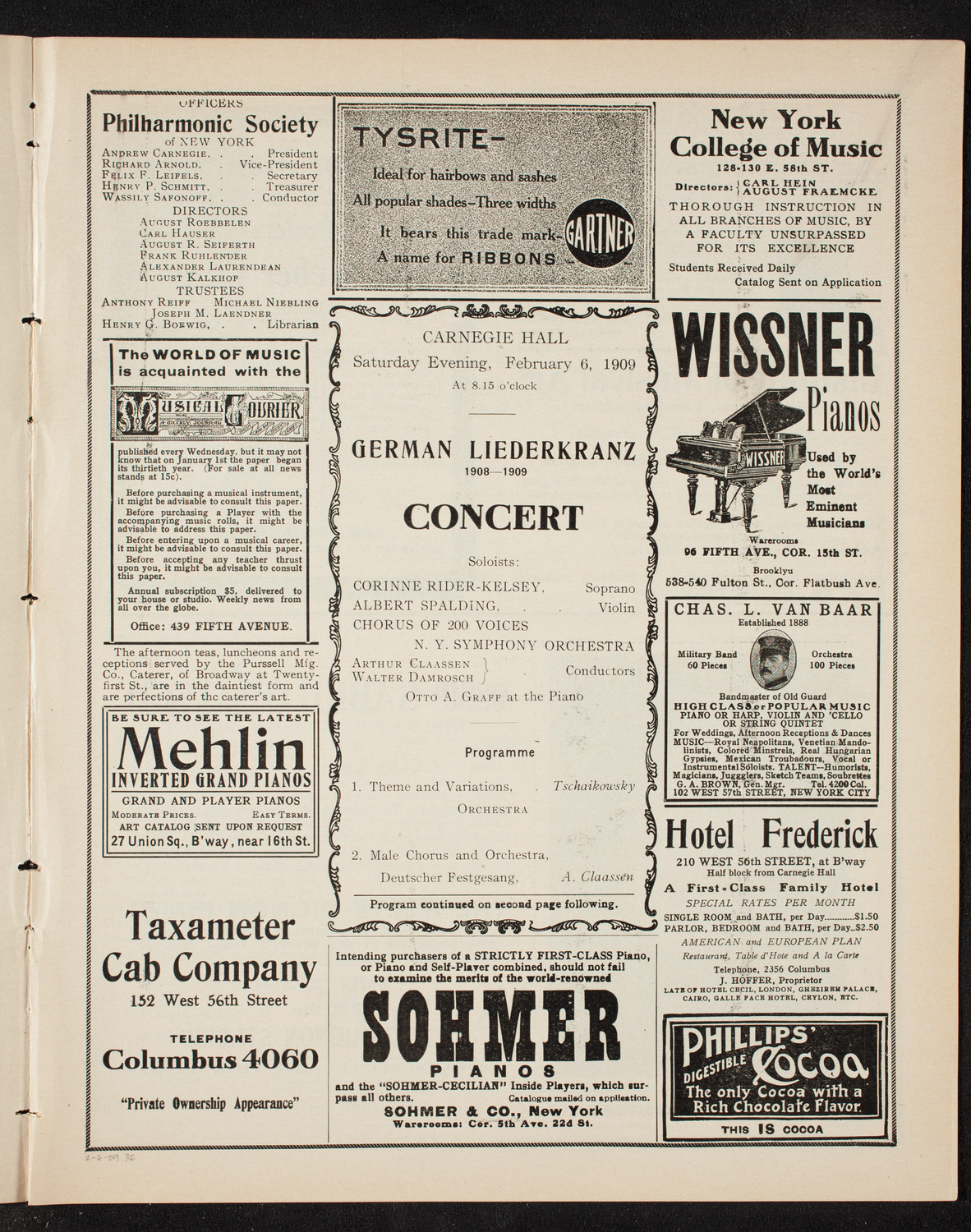 German Liederkranz, February 6, 1909, program page 5