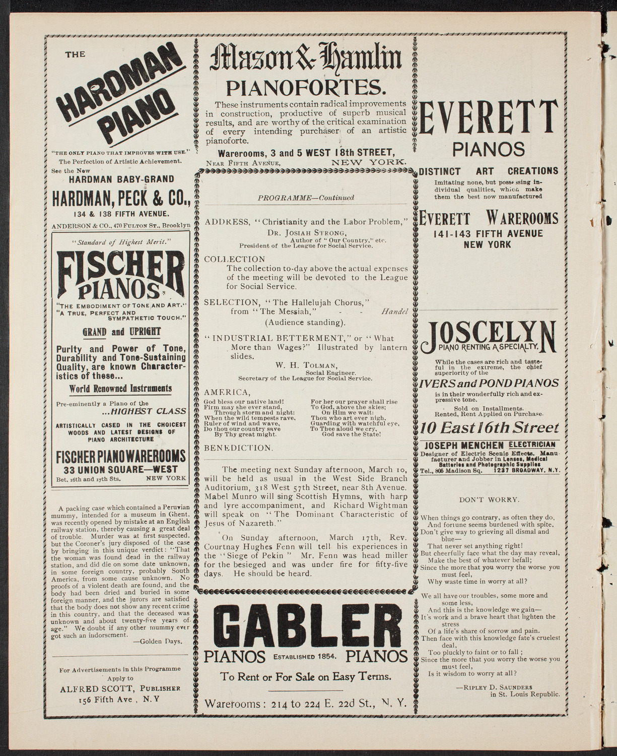 Meeting: YMCA - Mass Meeting for Men, March 3, 1901, program page 6