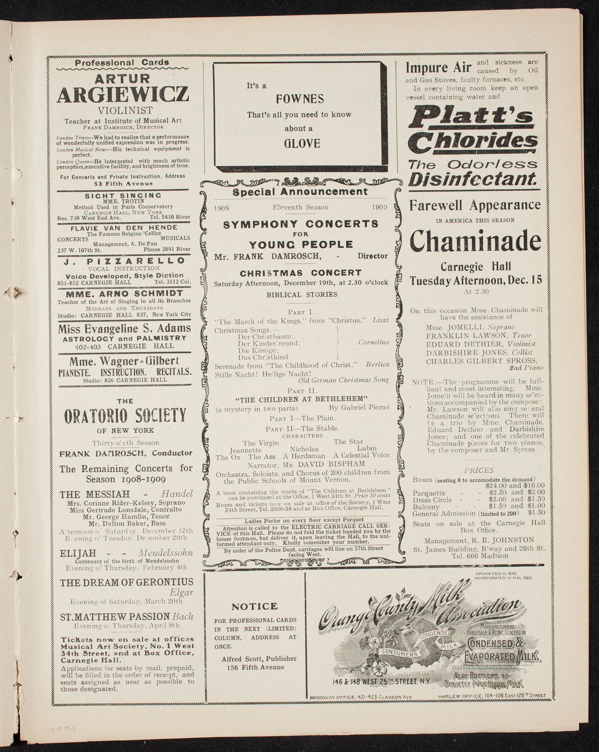 New York Symphony Orchestra, December 8, 1908, program page 9