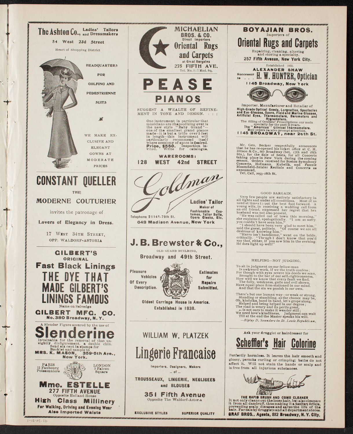 Eduard Zeldenrust, Piano, January 12, 1902, program page 3