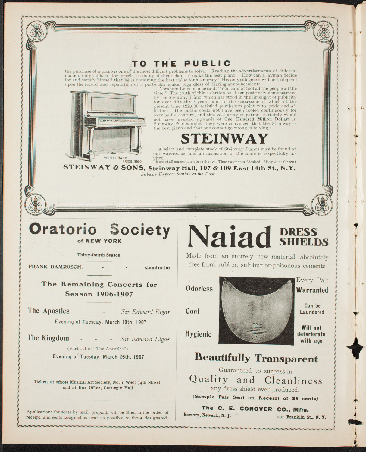 Boston Symphony Orchestra, January 12, 1907, program page 4