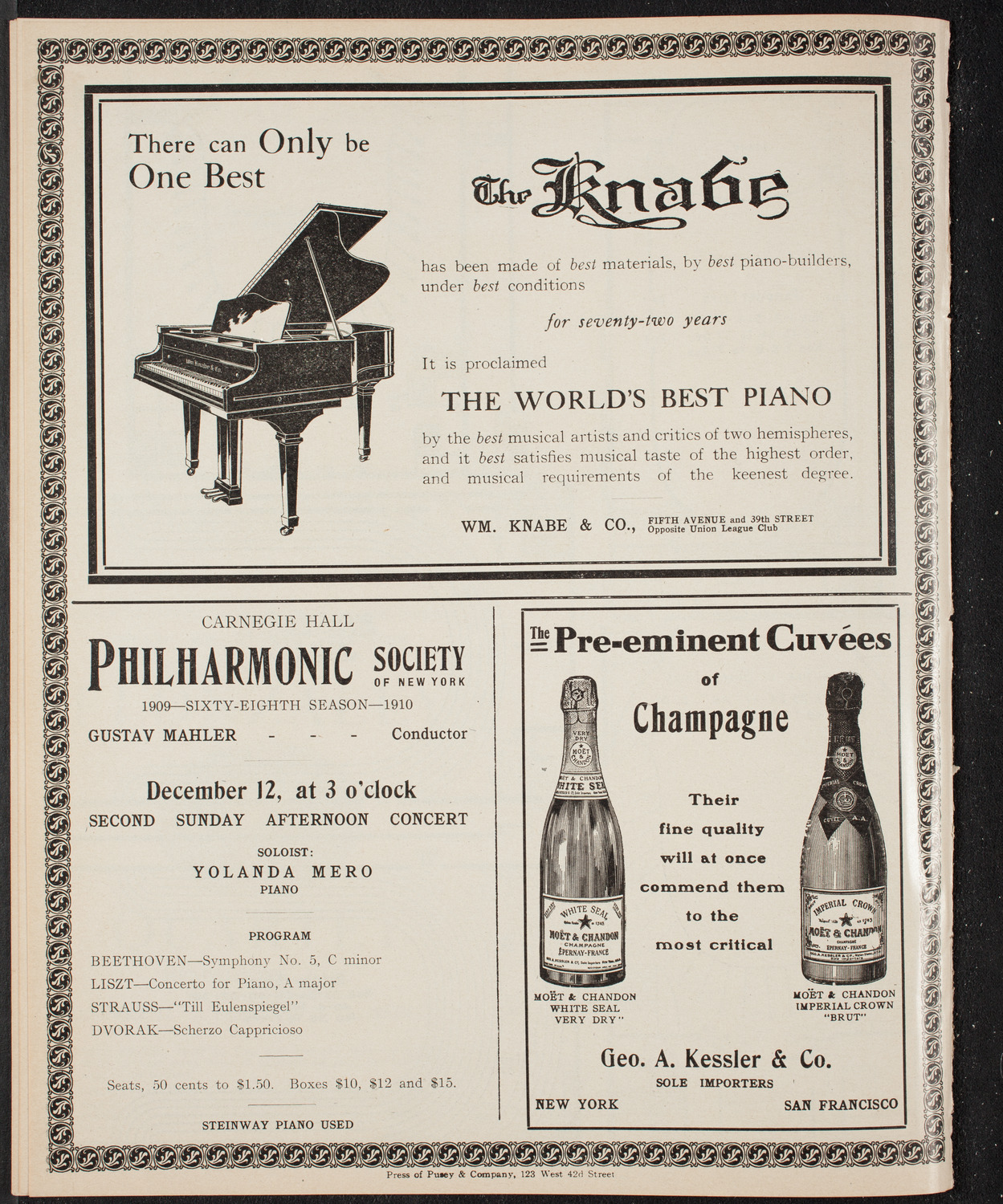 New York Philharmonic, December 8, 1909, program page 12