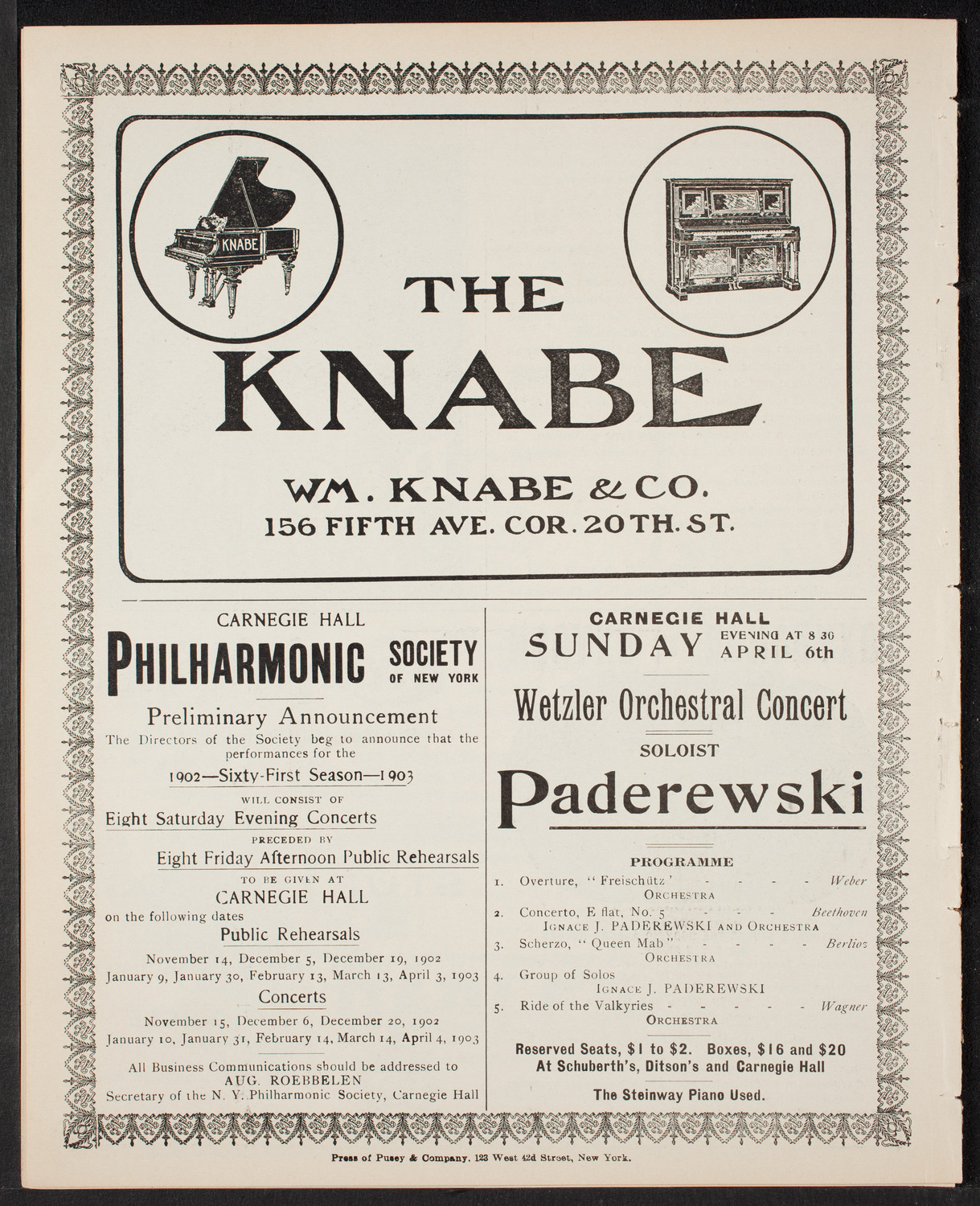 New York Philharmonic, April 5, 1902, program page 10