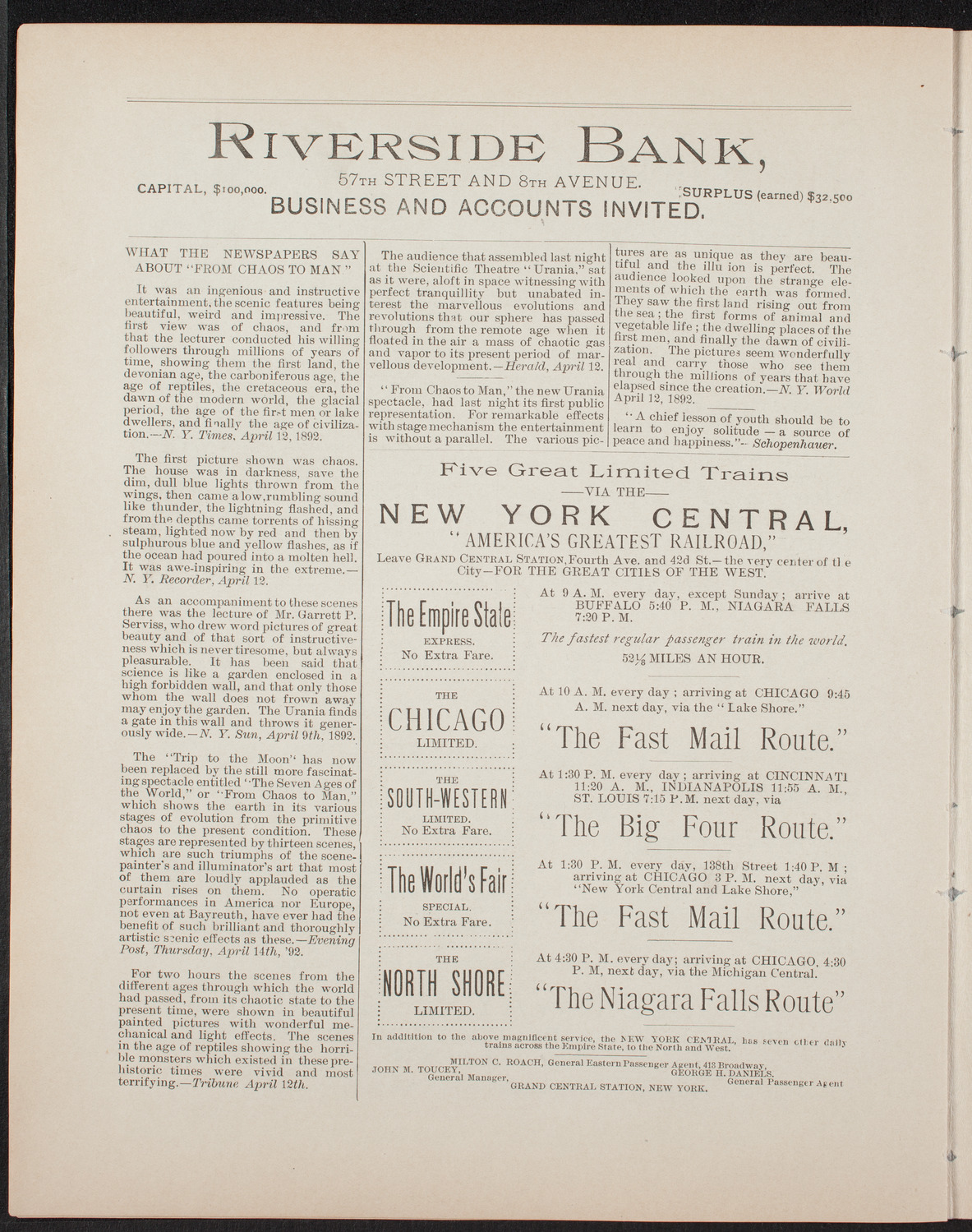 W.T. Talbert, April 25, 1892, program page 8