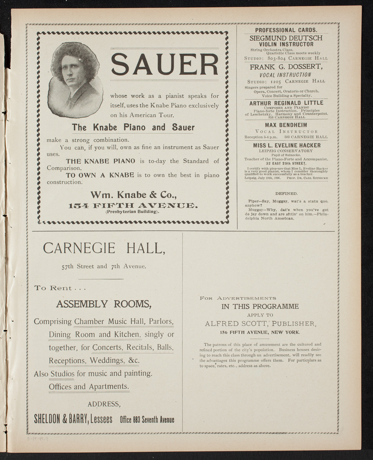 German Liederkranz, March 19, 1899, program page 7