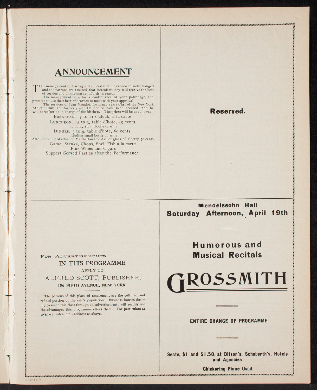 Benefit: Mt. Tabor Manual Training and Industrial School, April 18, 1902, program page 5