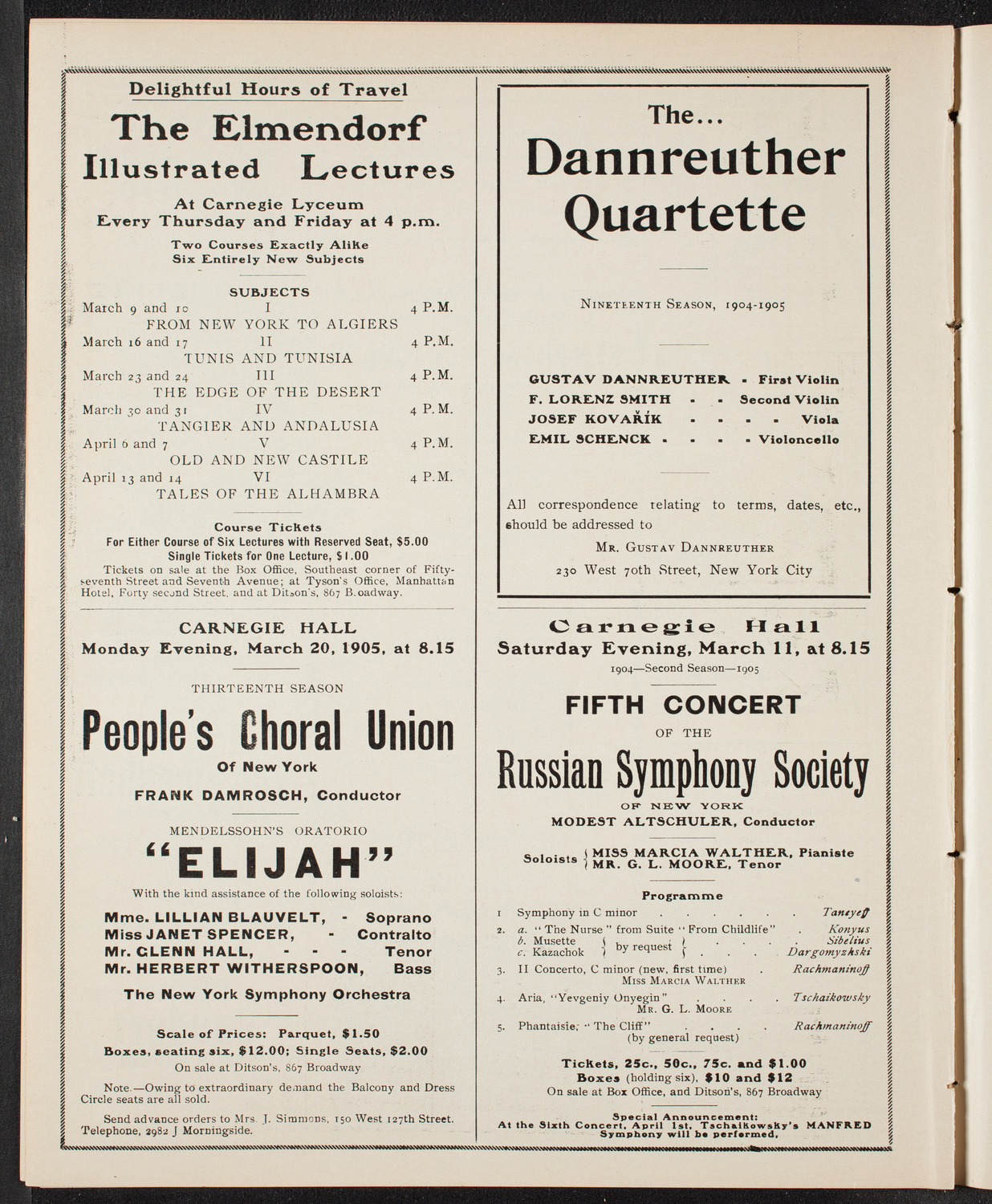 New York Philharmonic, March 3, 1905, program page 10