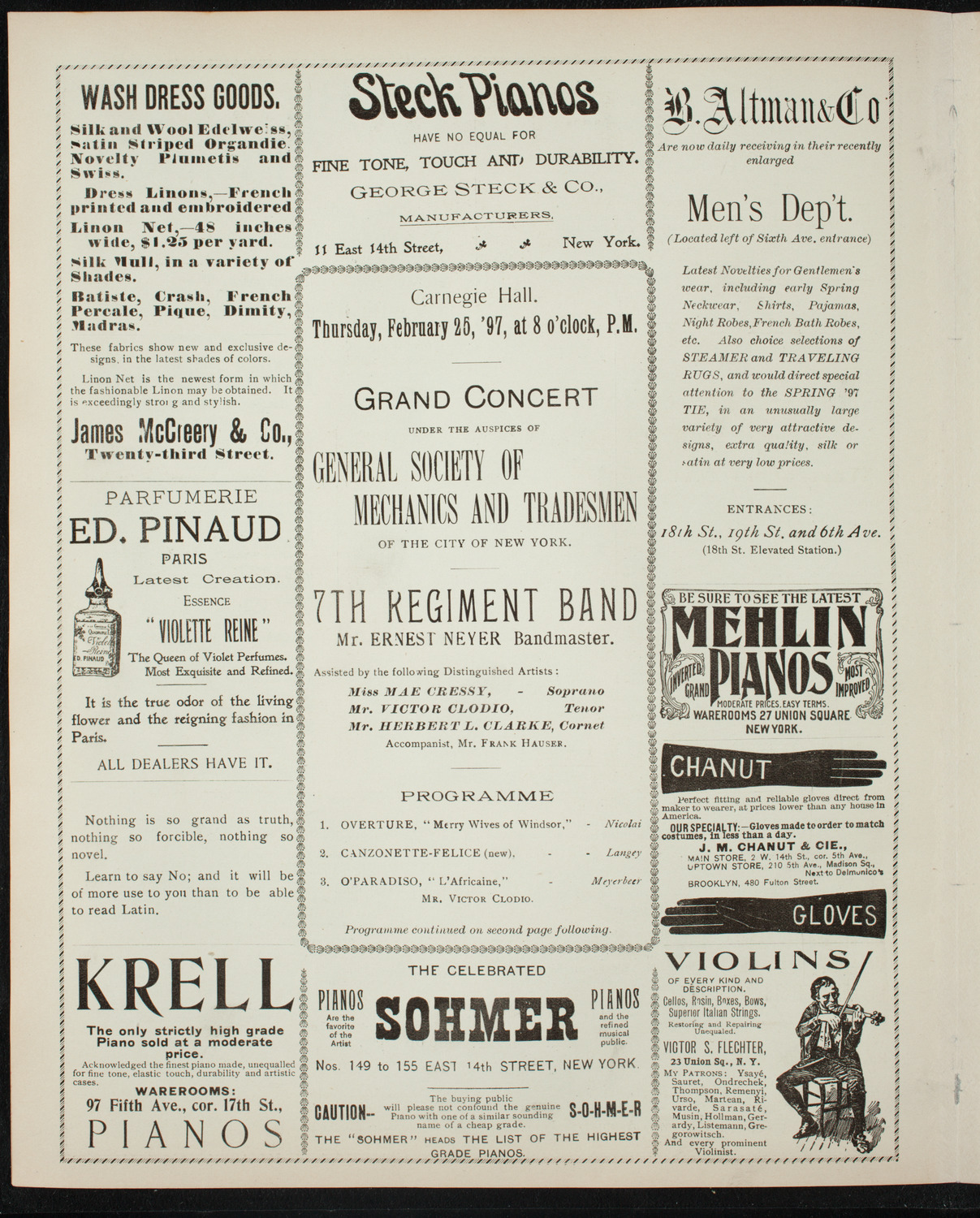 Seventh Regiment Band, February 25, 1897, program page 4
