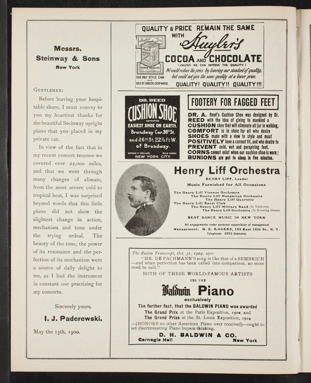 Eugène Ysaÿe, Violin, Anton Hekking, Cello, and Jose Vianna da Motta, Piano with Rosa Zamels, Violin, April 5, 1905, program page 4