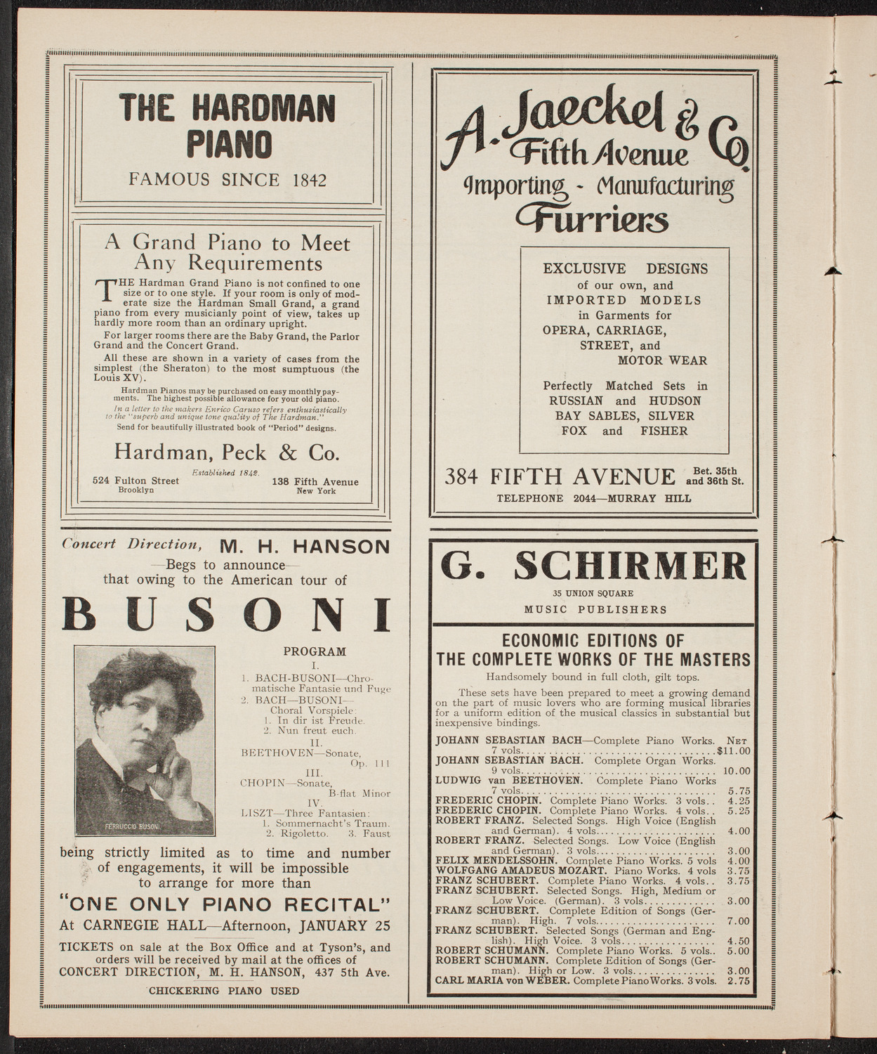 New York Philharmonic, January 16, 1910, program page 8
