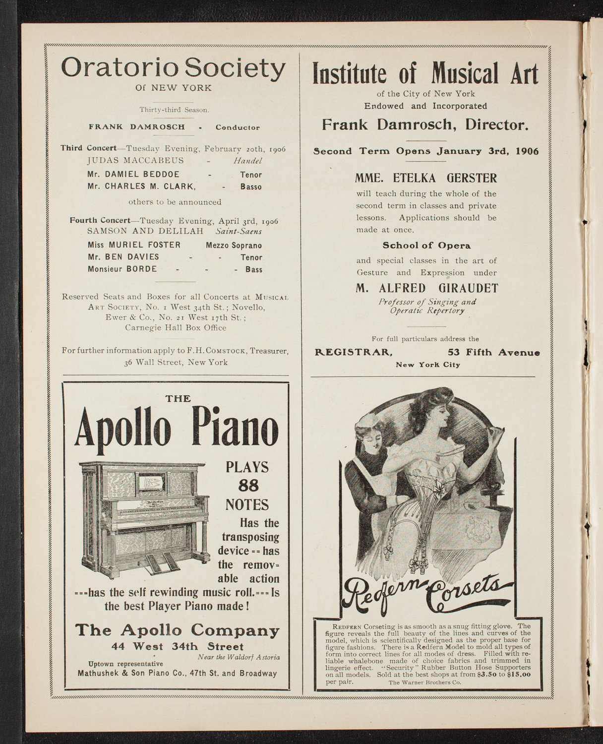 Philadelphia Orchestra, January 8, 1906, program page 2