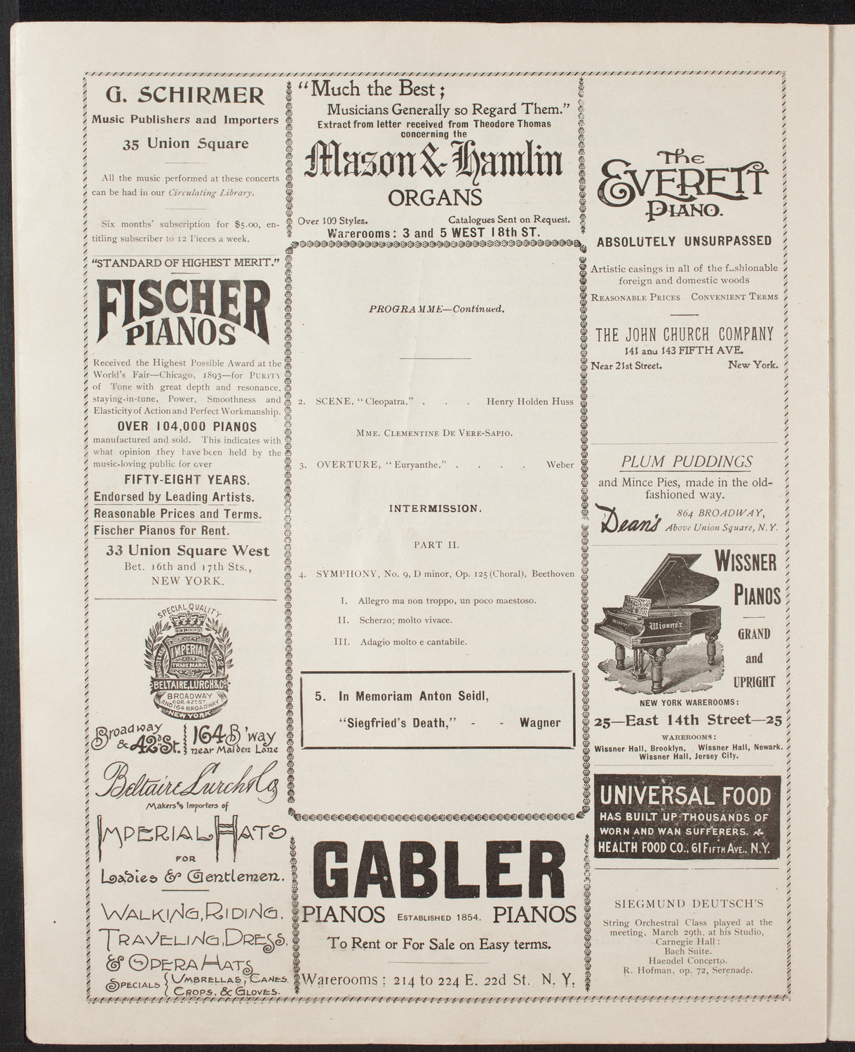 New York Philharmonic, April 1, 1898, program page 6