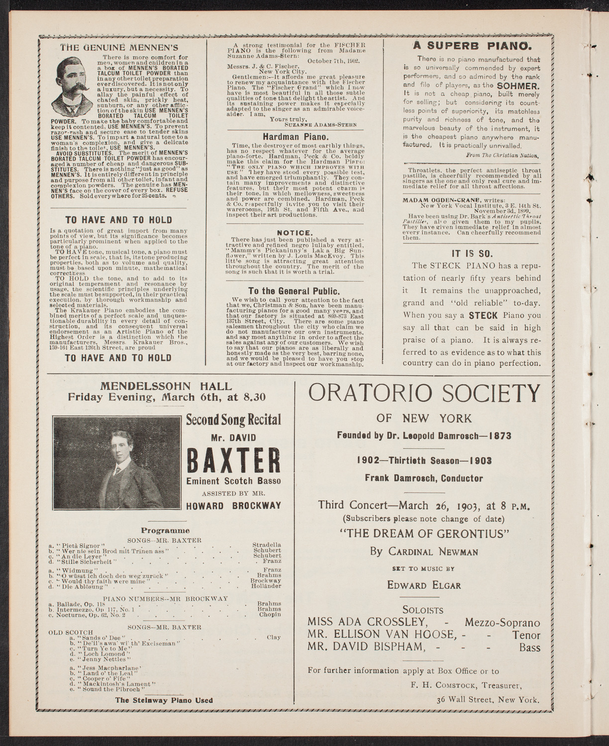 David Bispham, Baritone, March 1, 1903, program page 10