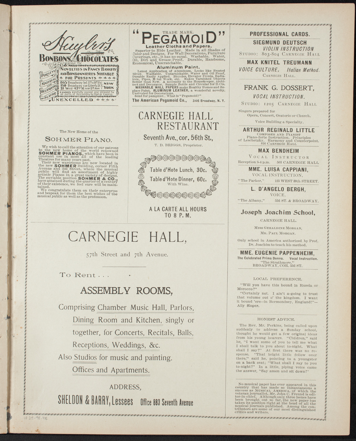 New York Orchestra (Paur Symphony Orchestra), October 29, 1898, program page 7