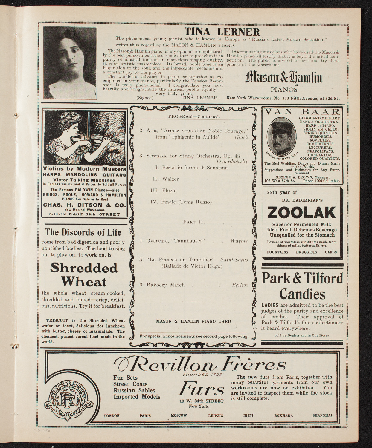Volpe Symphony Society of New York, February 6, 1910, program page 7