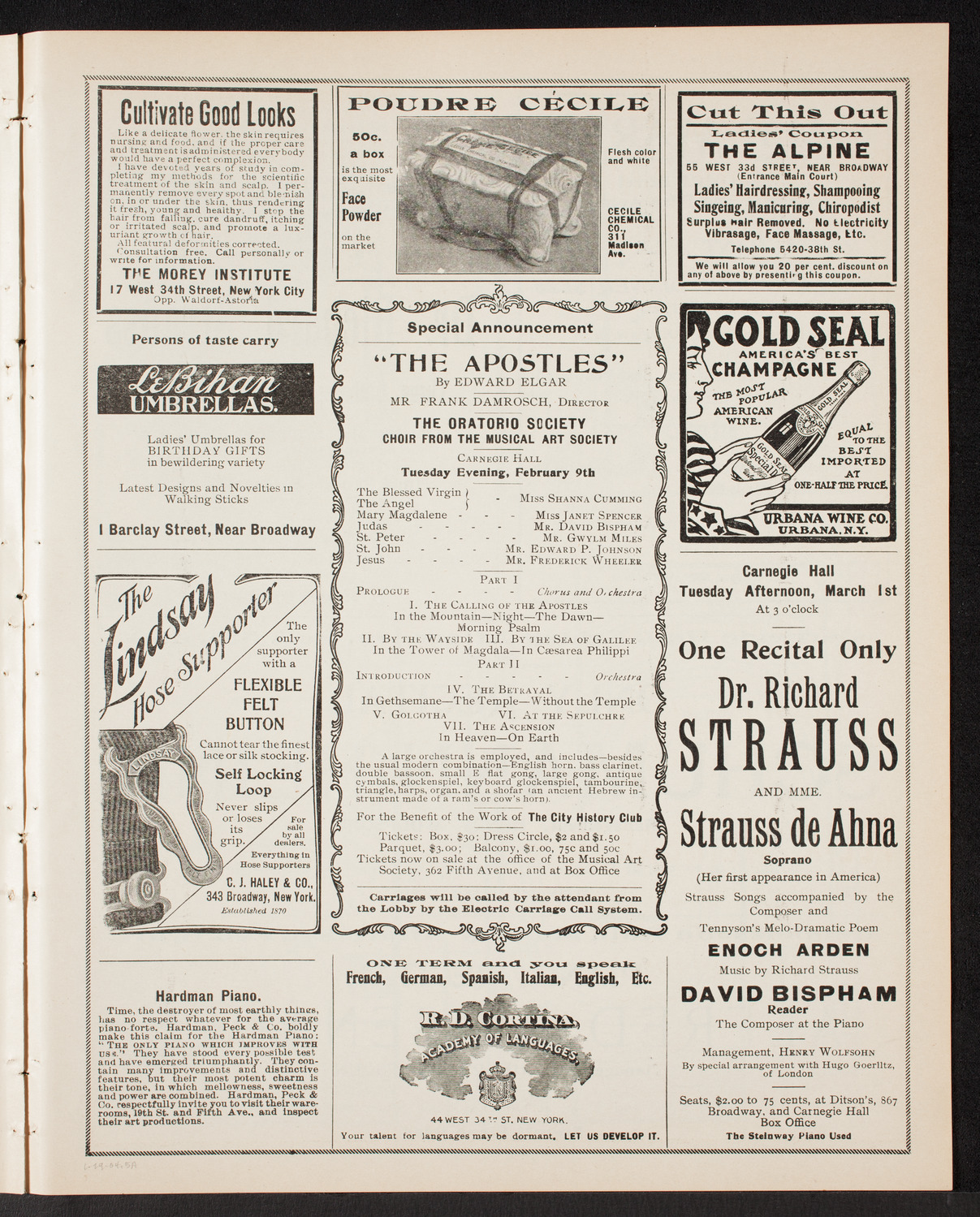 New York Philharmonic, January 29, 1904, program page 9