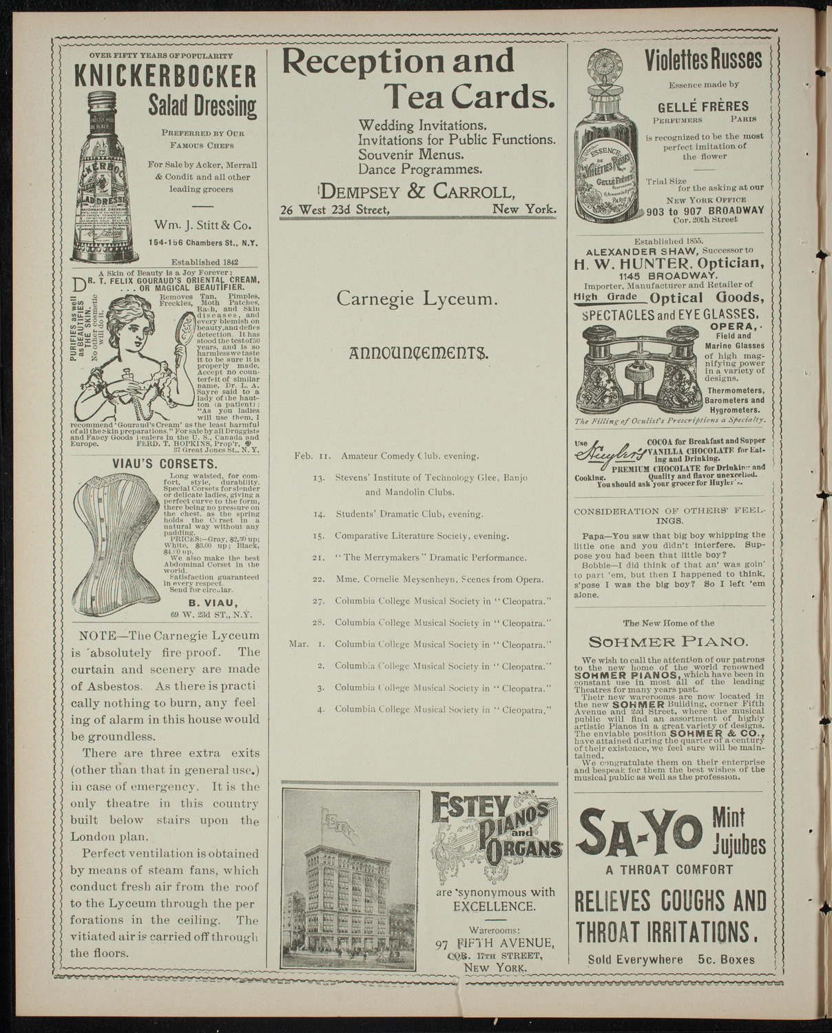 Amateur Comedy Club, February 11, 1899, program page 2