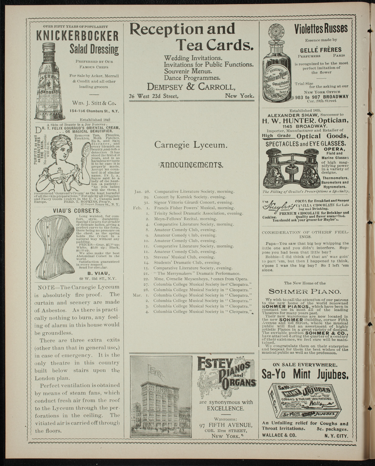 Heinrich Meyn and Others, January 26, 1899, program page 2