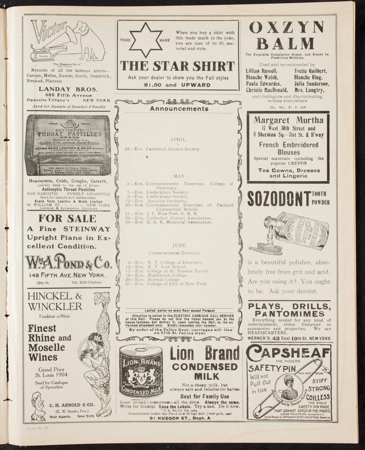 Young Men's Symphony Orchestra of New York, April 28, 1907, program page 3