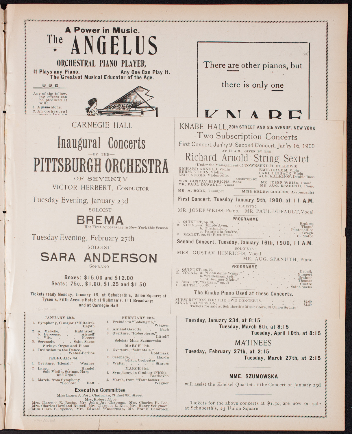 Ignacy Jan Paderewski, Piano, January 6, 1900, program page 7