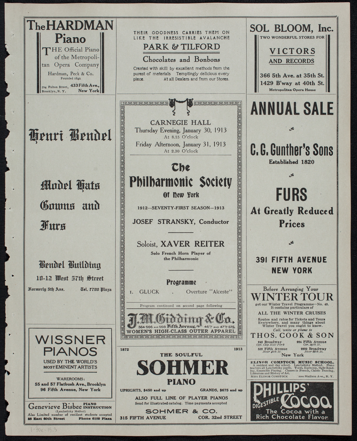 New York Philharmonic, January 30, 1913, program page 5