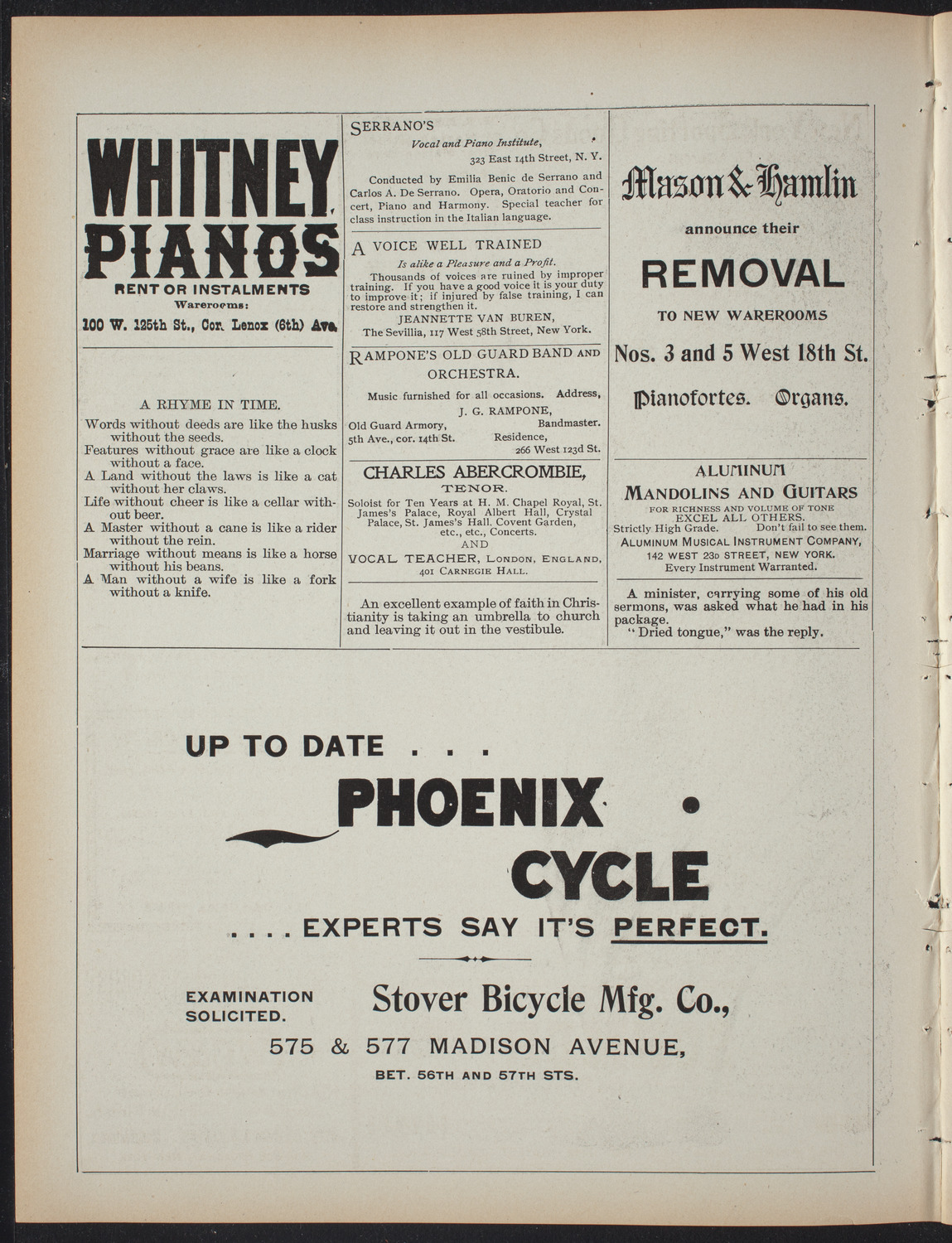 First Presentation of "A Pair of Bellows" and "Petticoat Perfidy", April 30, 1897, program page 2
