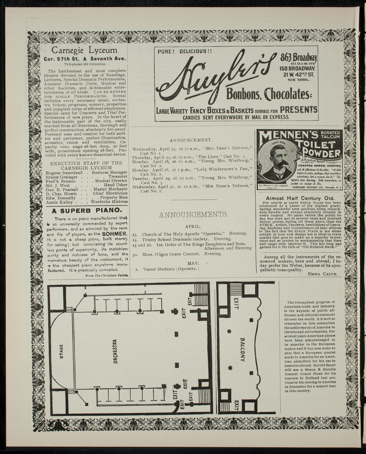 American Academy of the Dramatic Arts Private Dress Rehearsal, April 23, 1902, program page 4