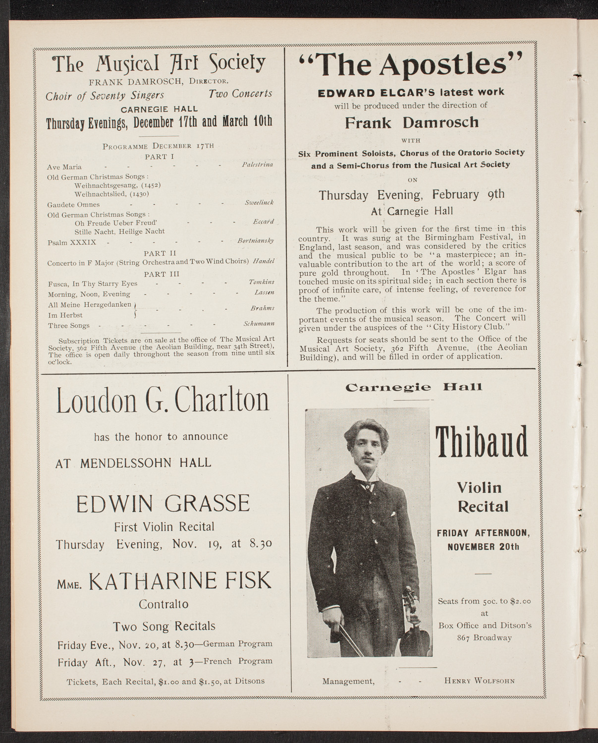 Oratorio Society of New York, November 17, 1903, program page 8