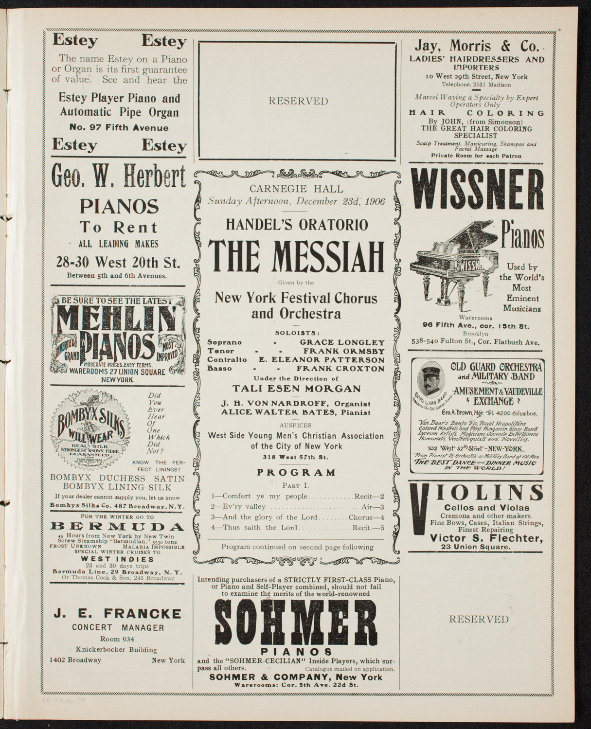 New York Festival Chorus and Orchestra, December 23, 1906, program page 5