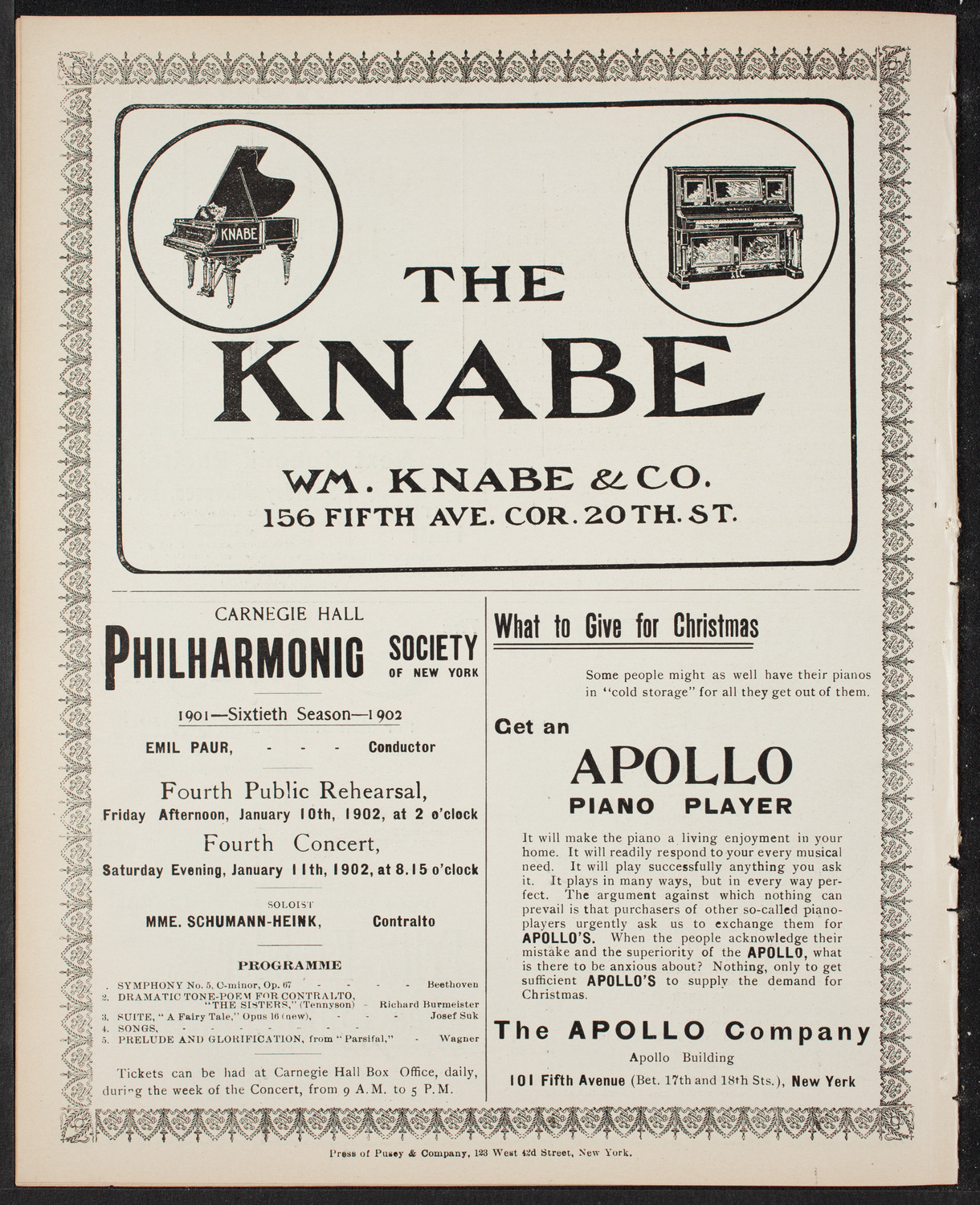 New York Philharmonic, December 21, 1901, program page 10