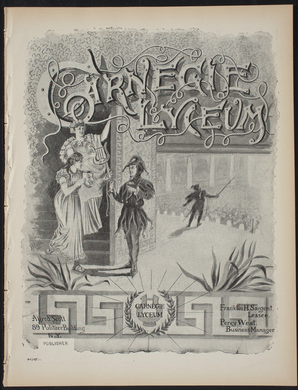 Saturday Morning Conferences on Comparative Literature, February 13, 1897, program page 1