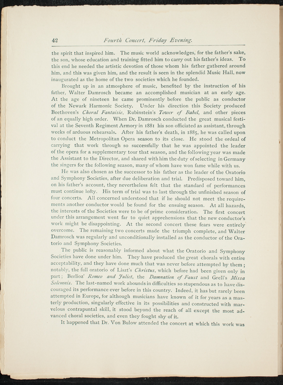 Opening Week Music Festival: Opening Night of Carnegie Hall, May 5, 1891, program notes page 58