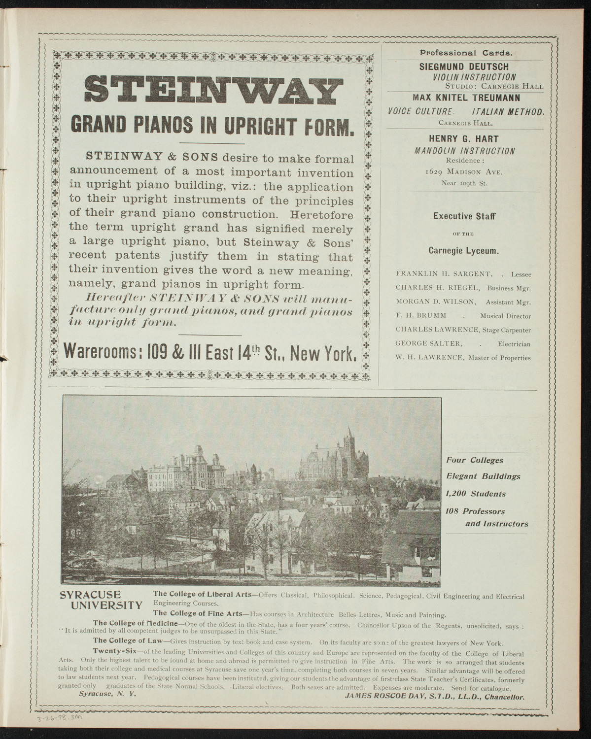 Comparative Literature Society Saturday Morning Conference, March 26, 1898, program page 5