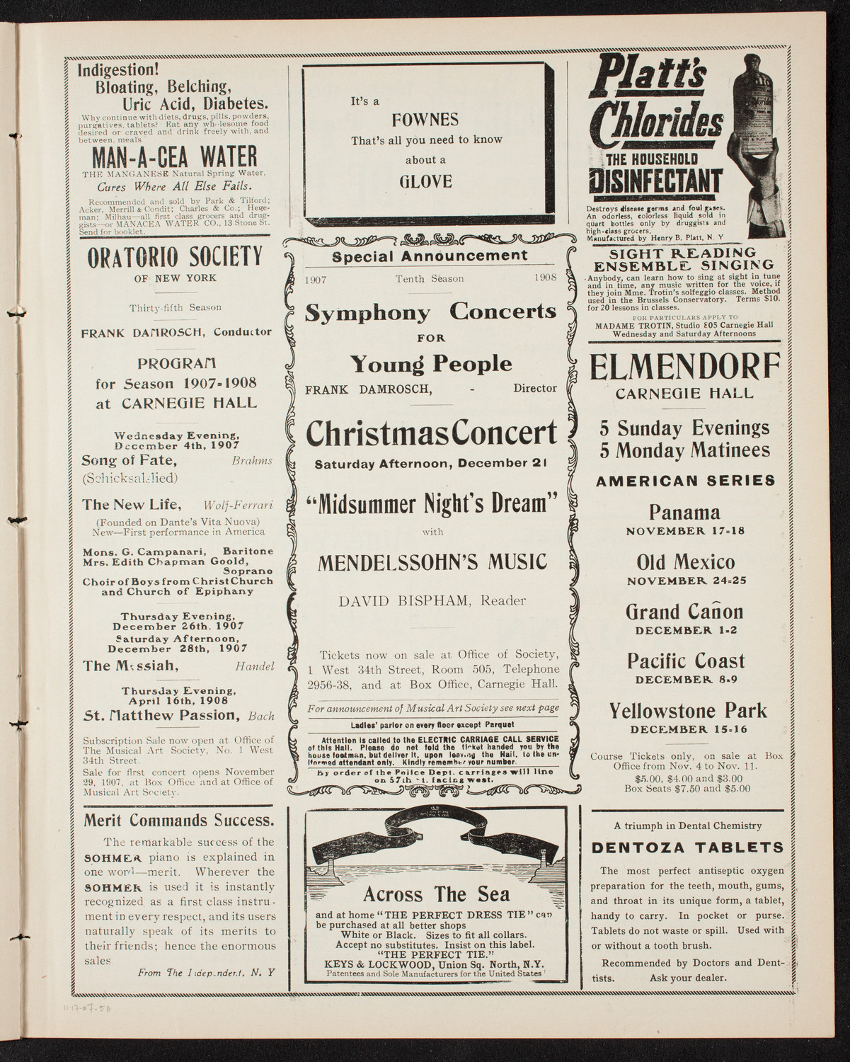 New York Symphony Orchestra, November 17, 1907, program page 9