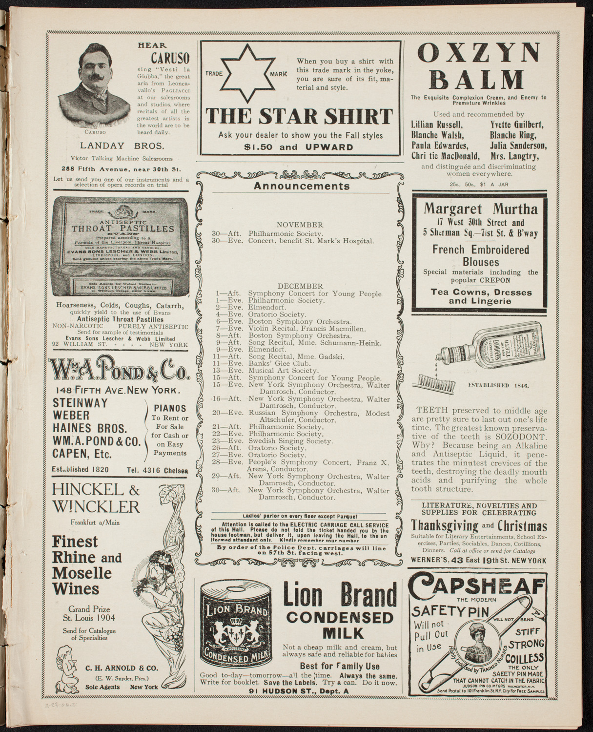 Musurgia, November 27, 1906, program page 3