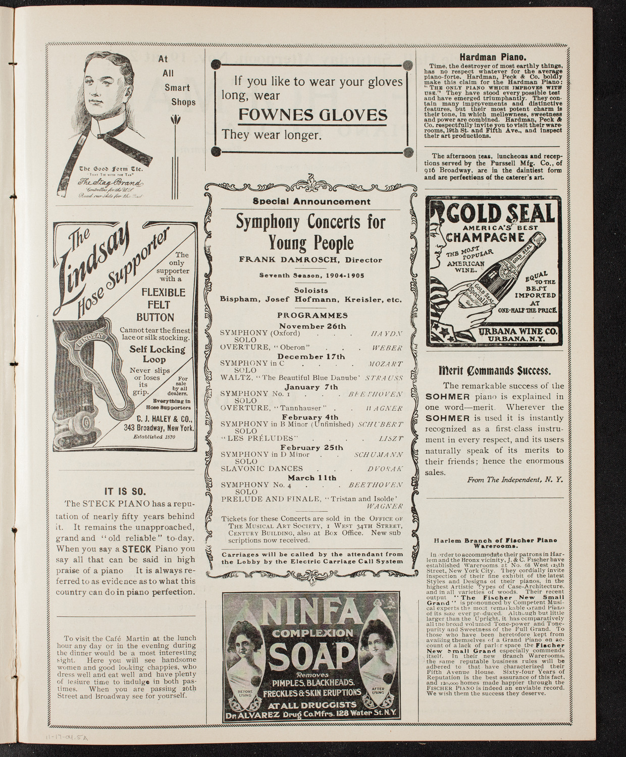 Johanna Gadski, Soprano, and David Bispham, Bass, November 17, 1904, program page 9