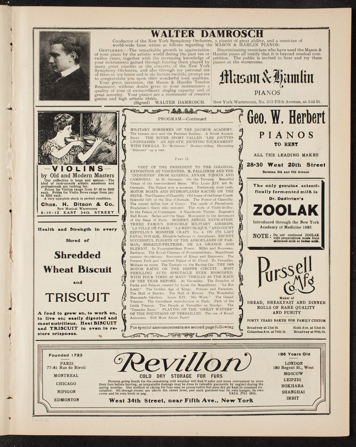 Burton Holmes Travelogue: More About Paris, March 14, 1909, program page 7