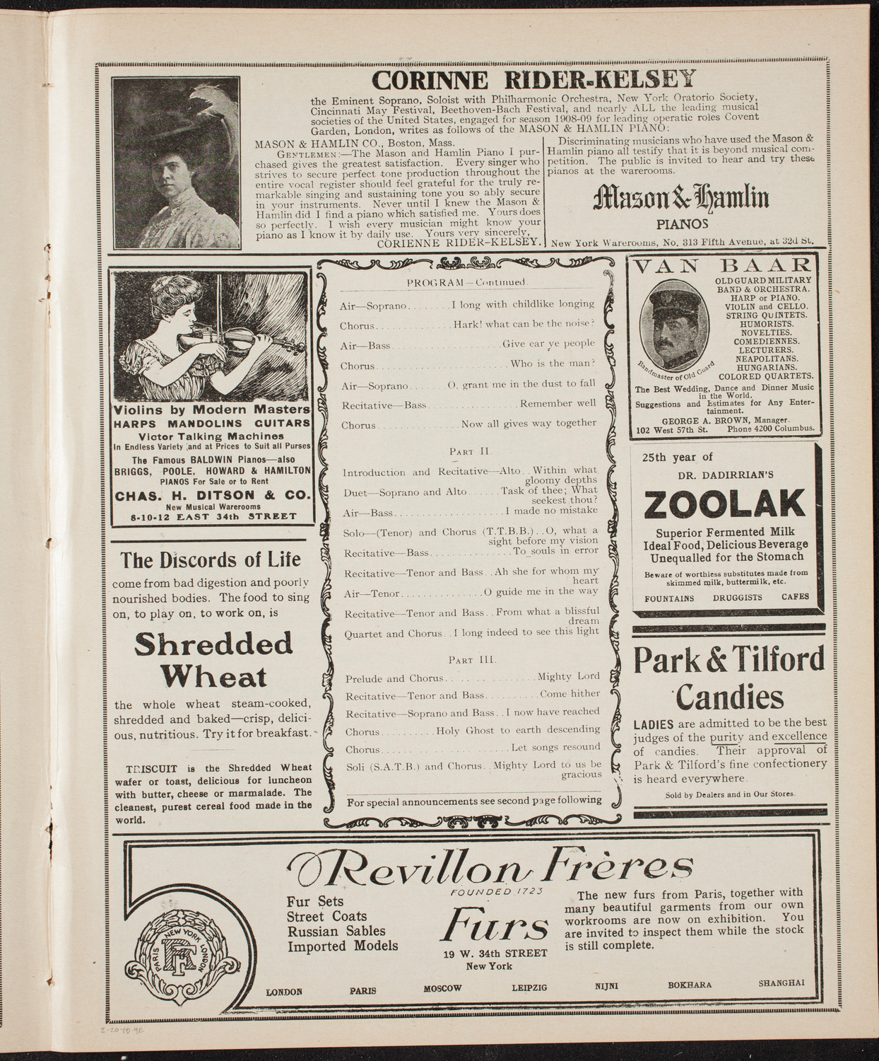 Catholic Oratorio Society, February 20, 1910, program page 7