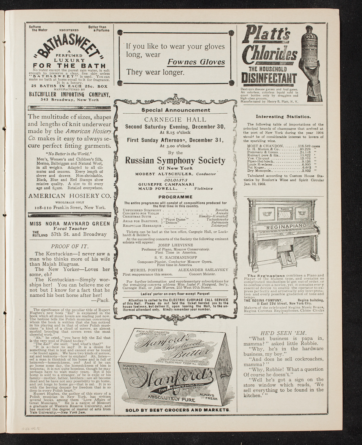 Marie Hall, Violin, November 22, 1905, program page 9