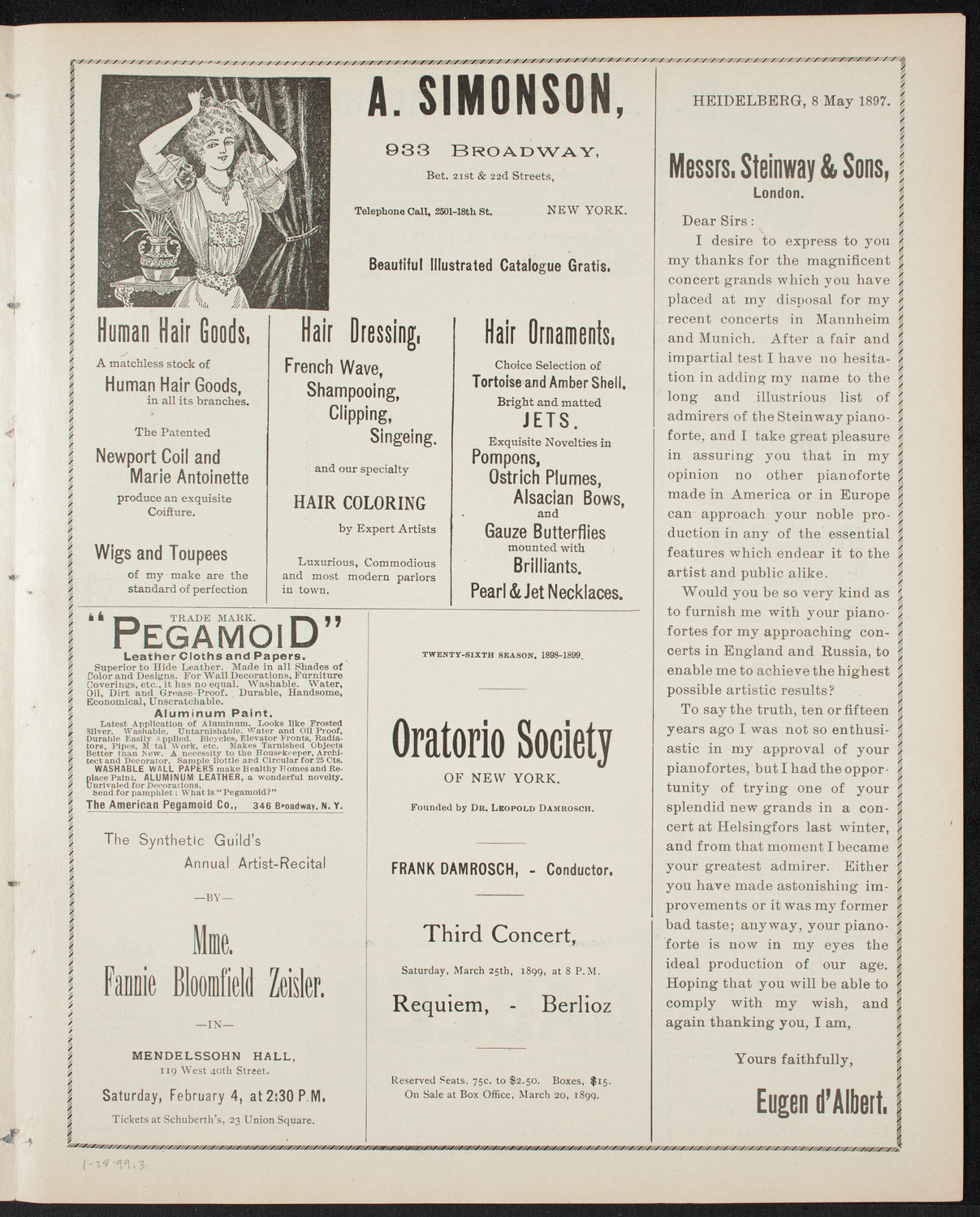 Symphony Concert for Young People, January 28, 1899, program page 5
