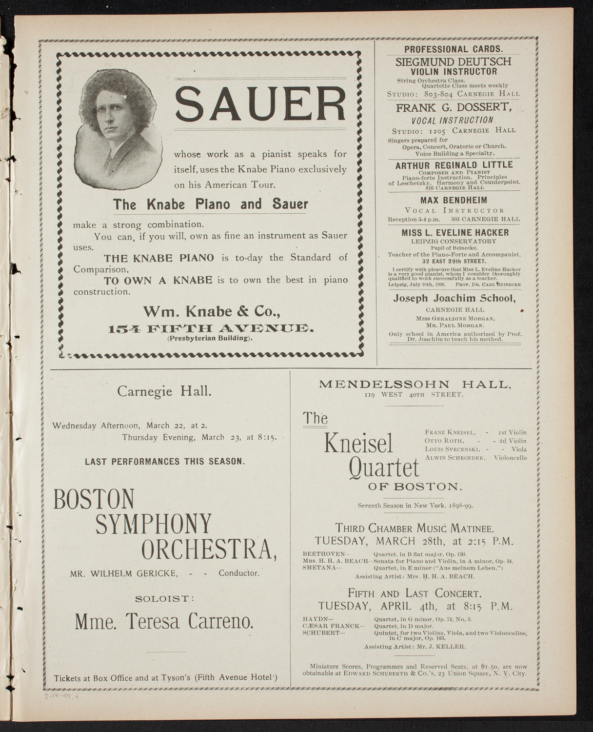 New York Philharmonic, March 18, 1899, program page 7